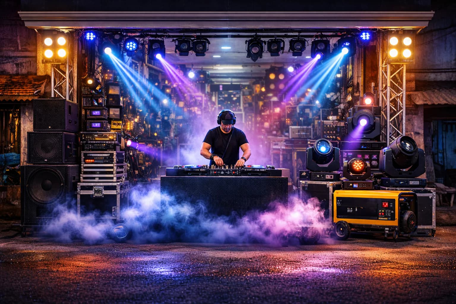 Stage lighting and DJ performance